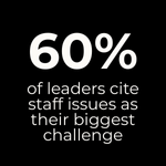 Statistic showing that 60% of nonprofit leaders identify staff issues as their biggest challenge.